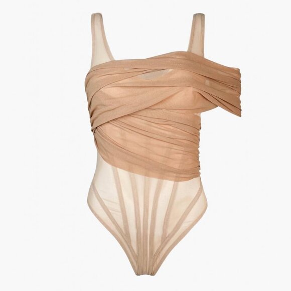 David Koma Draped Mesh Bodysuit – Nude Beige – Excellent Condition - Picture 1 of 1